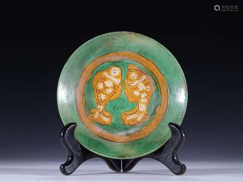 Three-color Pisces plateSpecification: diameter 15.7 2.8 cm ...