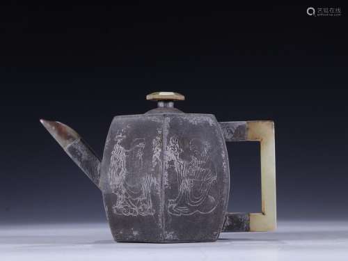 Old tin with violet arenaceous outsourcing jade teapot mouth...