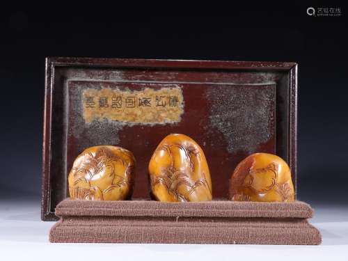 Three seals field-yellow stone with wooden box stories of th...