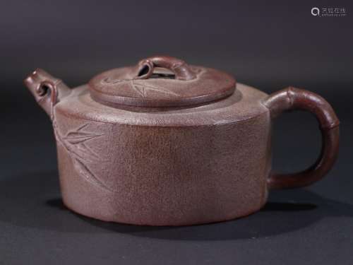 Old purple bamboo grain teapot.Specification: high 7.57 cm w...