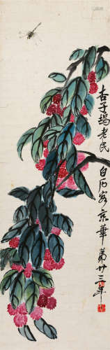 齐白石(1864-1957)　蜻蜓大利图
 设色纸本　立轴