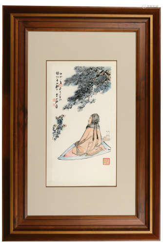 张大千(1899-1983)　清心高士
 1982年作 设色纸本　镜心