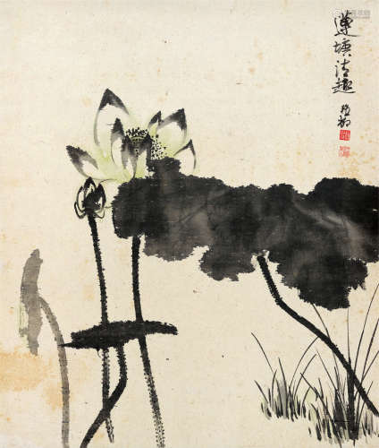 谢稚柳(1910-1997)　莲塘清趣 设色纸本　立轴