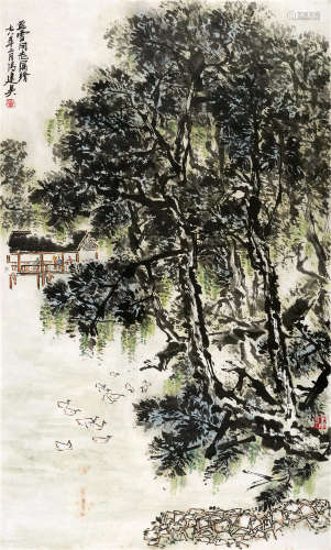 冯建吴(1910-1989)　鹅湖小景 1978年作 设色纸本　镜心