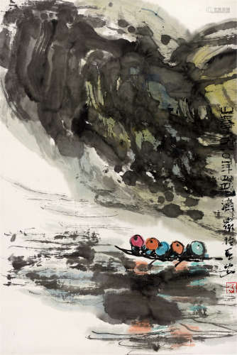 方济众(1923-1987)　山春 1980年作 设色纸本　镜心