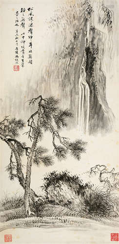 冯超然(1882-1954)　松涧鸣泉 1931年作 设色纸本　立轴