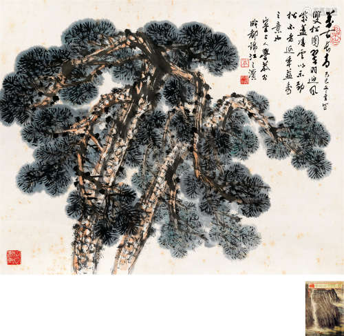 岑学恭(1917-2009)　万古长青 1989年作 设色纸本　立轴