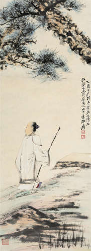 张大千(1899-1983)　松荫高士 1945年作 设色纸本　立轴