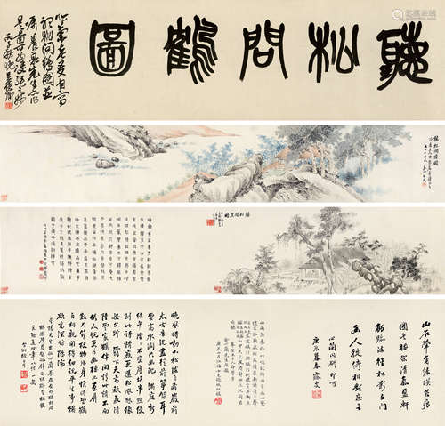 金心兰(1841-1909)、吕养泉(1813-1894)　听松问鹤图 1876年作 设色...