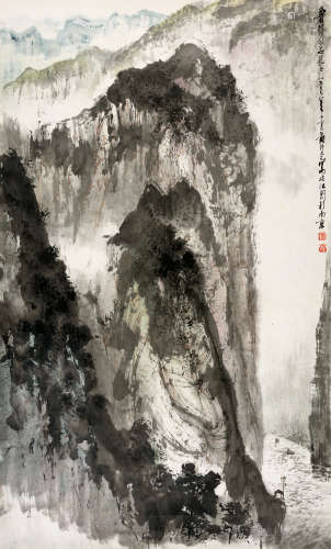 黄纯尧(1925-2007)　峡江图 1977年作 水墨纸本　镜心