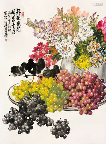 苏葆桢(1916-1990)　鲜花盛开 1986年作 设色纸本　镜心