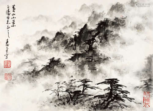 董寿平(1904-1997)　黄山小景  水墨纸本　镜心