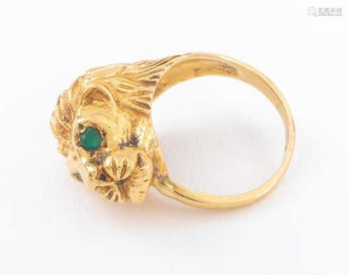 14K Yellow Gold Lion's Head Ring