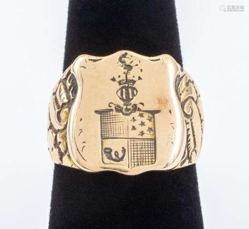 14K Yellow Gold Heraldic Signet Ring