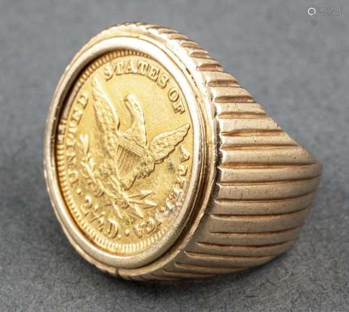 14K Yellow Gold 1902 US Gold Coin Ring