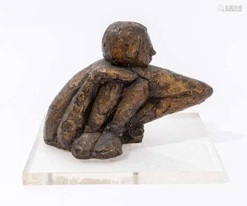 Salmones Brutalist Figurative Bronze Sculpture