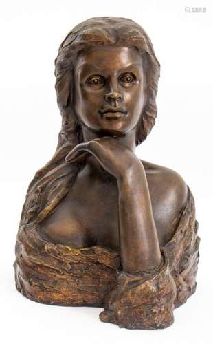 Victor Salmones Female Bust Bronze Sculpture