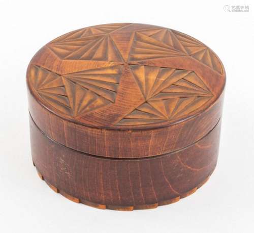 Art Deco Carved Wooden Box in the Futurist Style