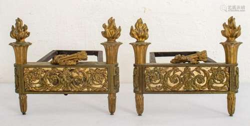 Bouhon Attr Louis XVI Style Gilt Bronze Chenets