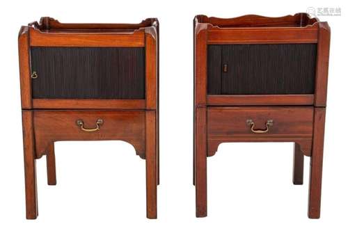 George III Mahogany Bedside Cupboards, Pair