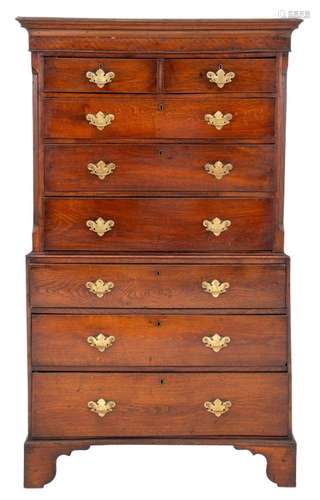 George III Oak Chest on Chest, 18th C.