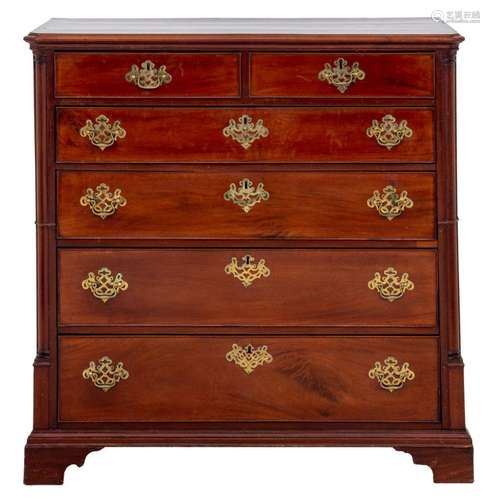 English George III Walnut & Mahogany Chest Antique