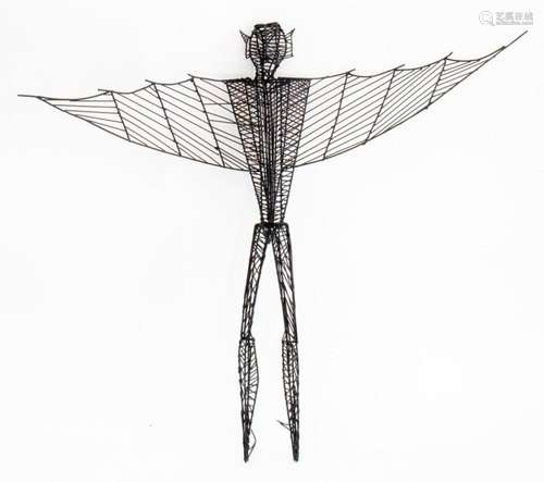 Post Modern Man With Wings Metal Wall Sculpture