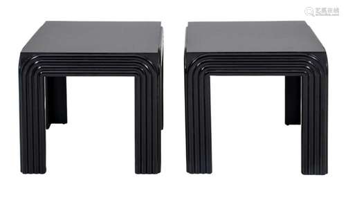 Pair of Art Deco Revival Black Lacquered Tables, 2