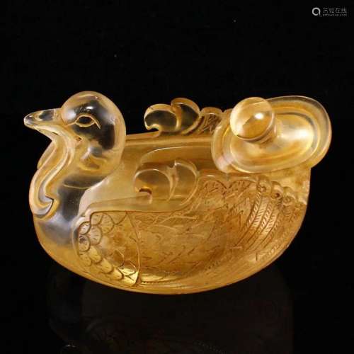 Vintage Chinese Crystal Carved Duck Burner