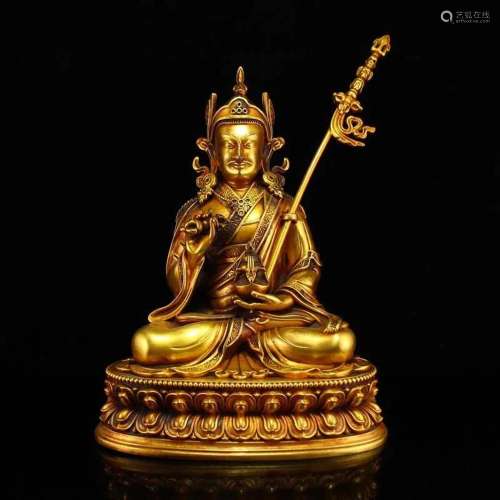 Superb Vintage Gilt Gold Bronze Buddhism Figure Statue