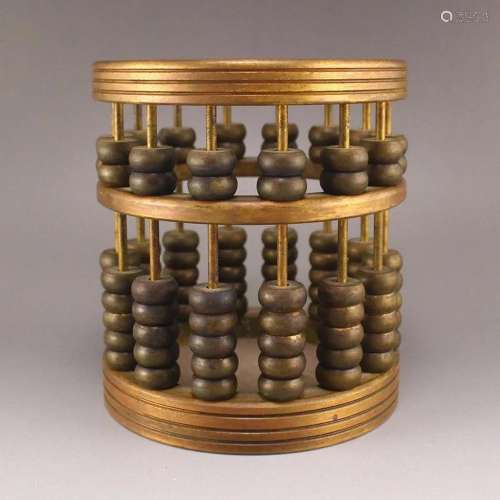 Vintage Chinese Bronze Abacus Shape Brush Pot