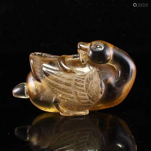 Chinese Qing Dy Crystal Swan Snuff Bottle