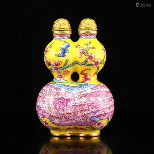 Chinese Gilt Gold Bronze Enamel Conjoined Snuff Bottle