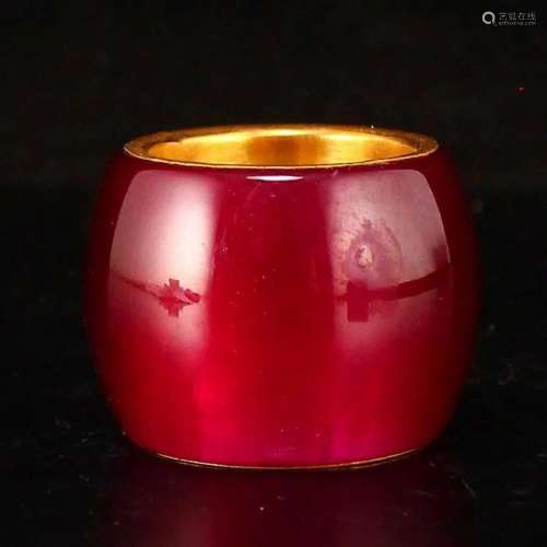 Vintage Gilt Gold Ruby Thumb Ring