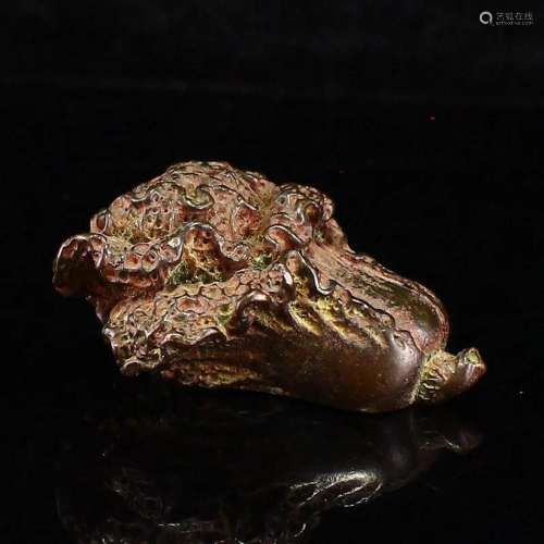 Vintage Chinese Bronze Fortune Cabbage Statue