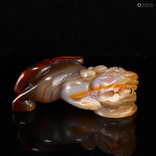 Chinese Agate Ruyi Fortune Pixiu Pendant/Statue