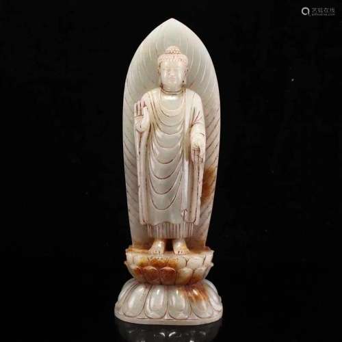 Vintage Chinese Hetian Jade Sakyamuni Buddha Statue