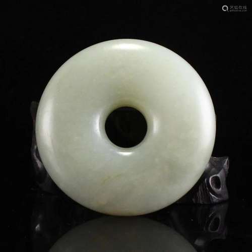 Chinese Hetian Jade Round Lucky Pendant