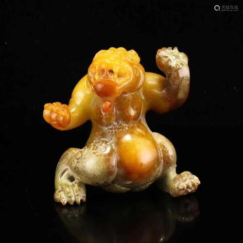 Vintage Chinese Hetian Jade Bear Statue