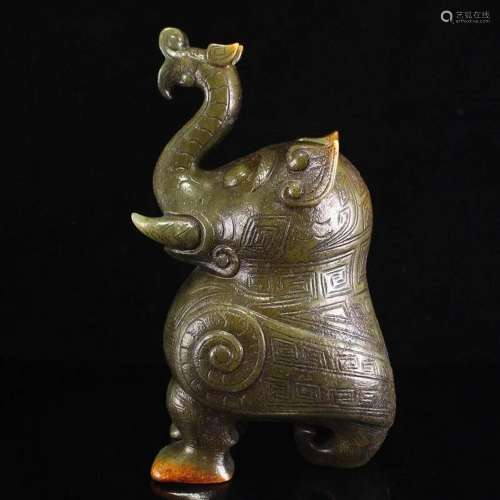 Superb Vintage Chinese Hetian Jade Elephant Statue