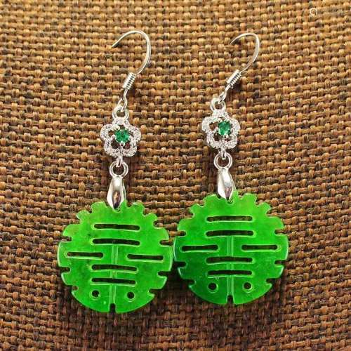 Openwork Green Jade Lucky Earrings