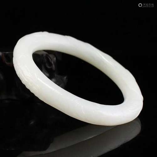 Inside Diameter 58mm Chinese White Hetian Jade Bracelet
