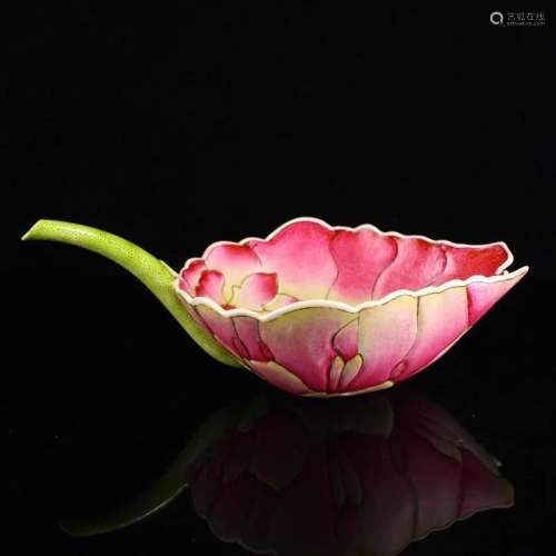 Chinese Famille Rose Lotus Flower Porcelain Cup w Guangxu Ma...