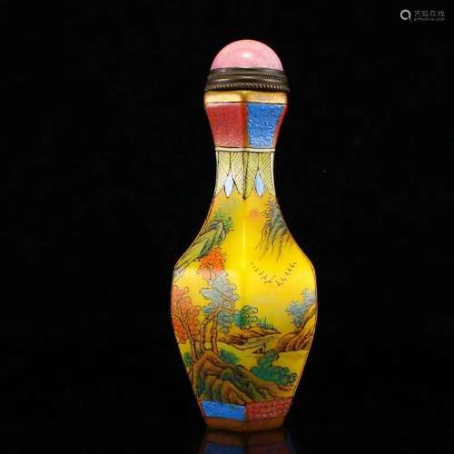 Vintage Chinese Famille Rose Peking Glass Snuff Bottle