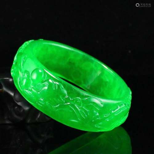 Inside Diameter 60mm Green Jade Bracelet