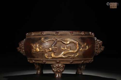 Precision casting copper foetus gold therefore dragon drum t...