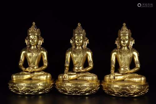 W number 7416: copper and gold coronet iii Buddha statue17 c...