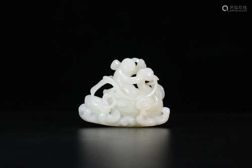 Hetian jade "ride a goose lad" jade pieces, the bo...