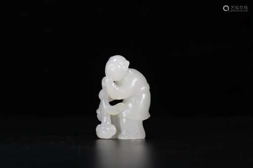 Hetian jade carving the lad a closely, good whiteness, the j...