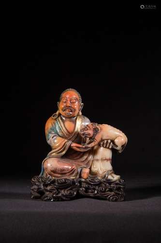 Shoushan stone and color emboss fighter's statueSpecific...